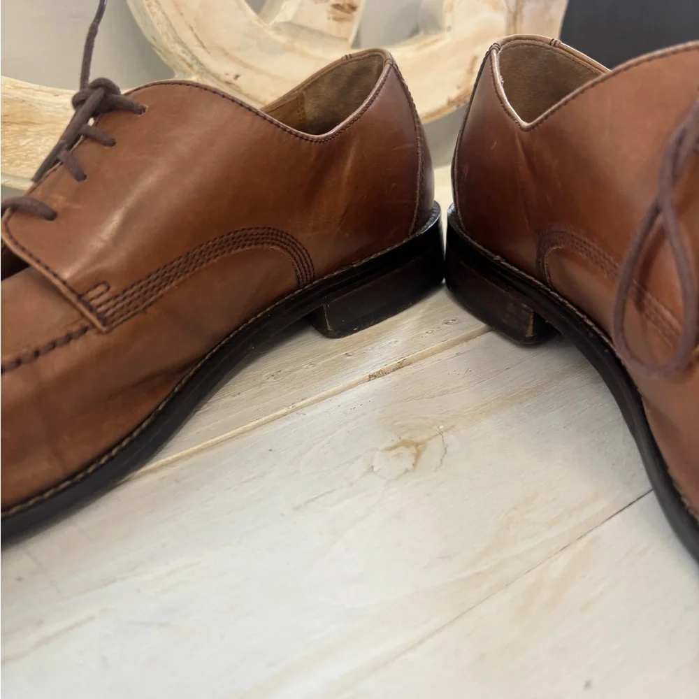 Men’s Johnston & Murphy Tan Leather Sheepskin Oxfords Dress Shoes Size 10 1/2‎